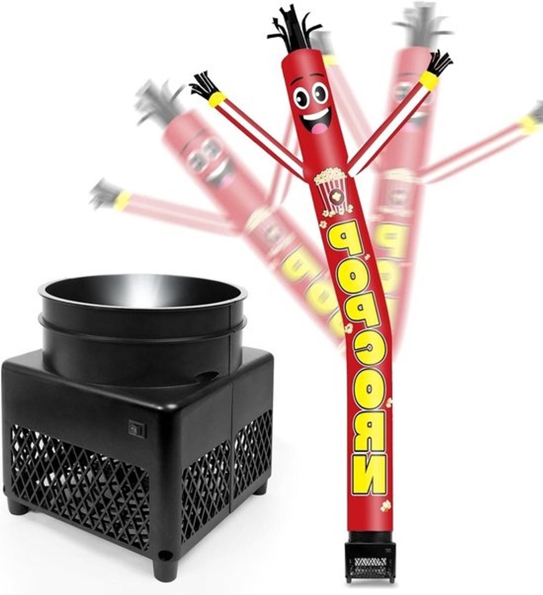 Opblaasbare Popcorn Figuur - Dansende Popcorn - Commerciële Reclame - Met LED-verlichting - 1.8 meter hoog - Geel