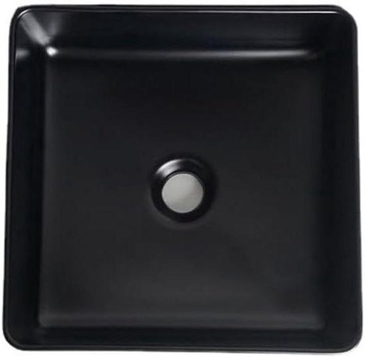 Keramische Wastafel - Badkamer Spoelbak - Badkamer Opfrissen - Glad Oppervlak - 36x36x13 cm - Mat Zwart