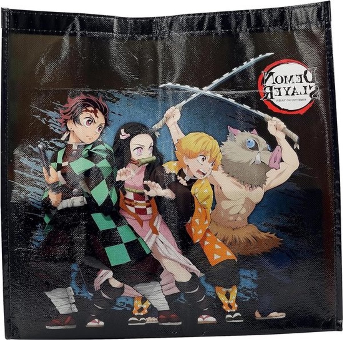 Boodschappentas - Draagtas Herbruikbaar - Boodschappen Doen - Demon Slayer Thema - 40 x 40 cm - Zwart