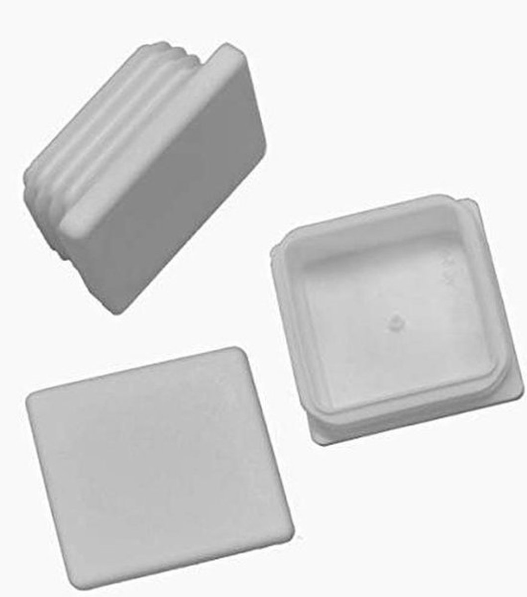 Lamellendoppen Vierkant - Buisdoppen Afsluitdoppen - Buizen Afsluiten - Geribbelde Structuur - 60 x 60 mm - Wit
