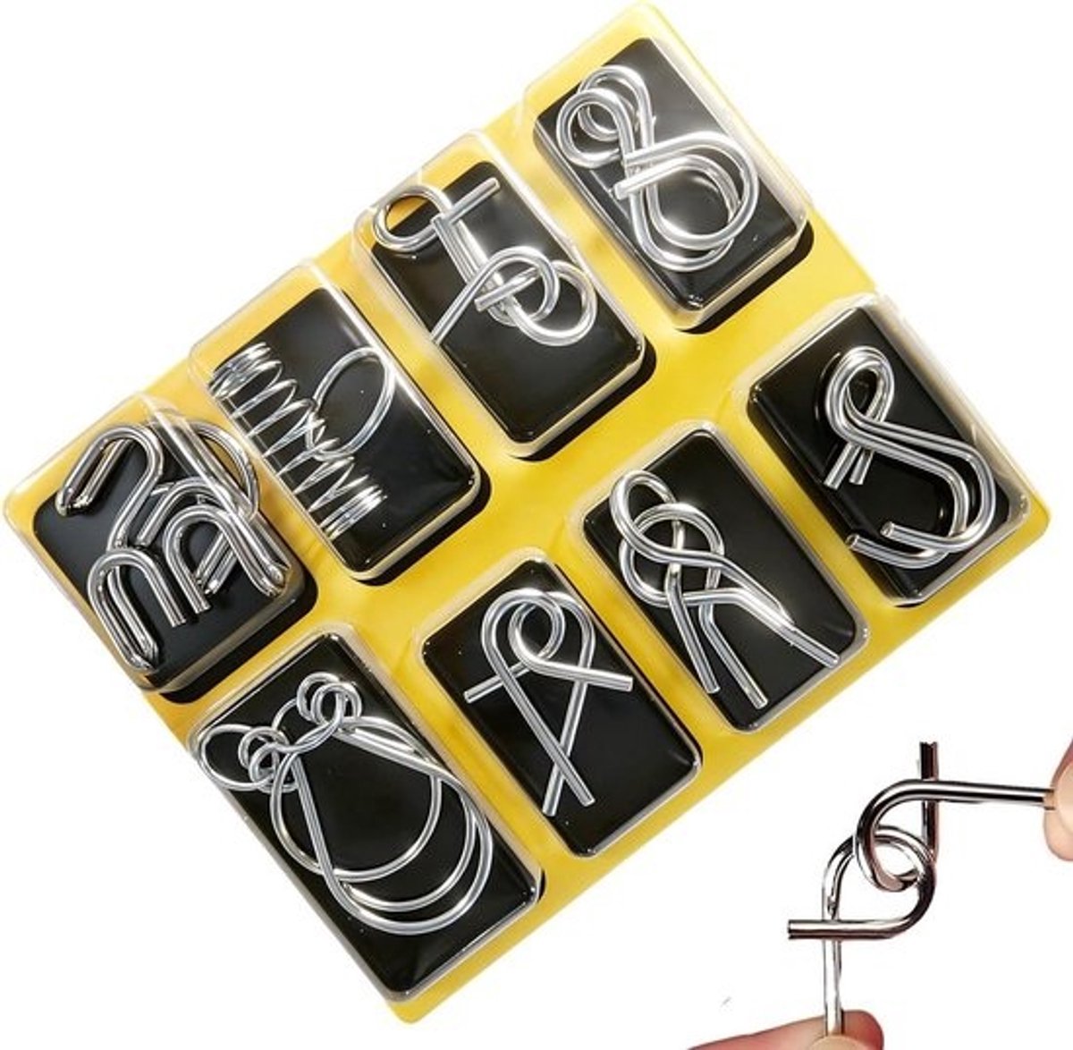 Draadpuzzels Set - Hersenkrakers Ring Puzzel - Cognitieve Groei - Ruimtelijk Denkgereedschap - 14.2 x 18 cm - Metaal