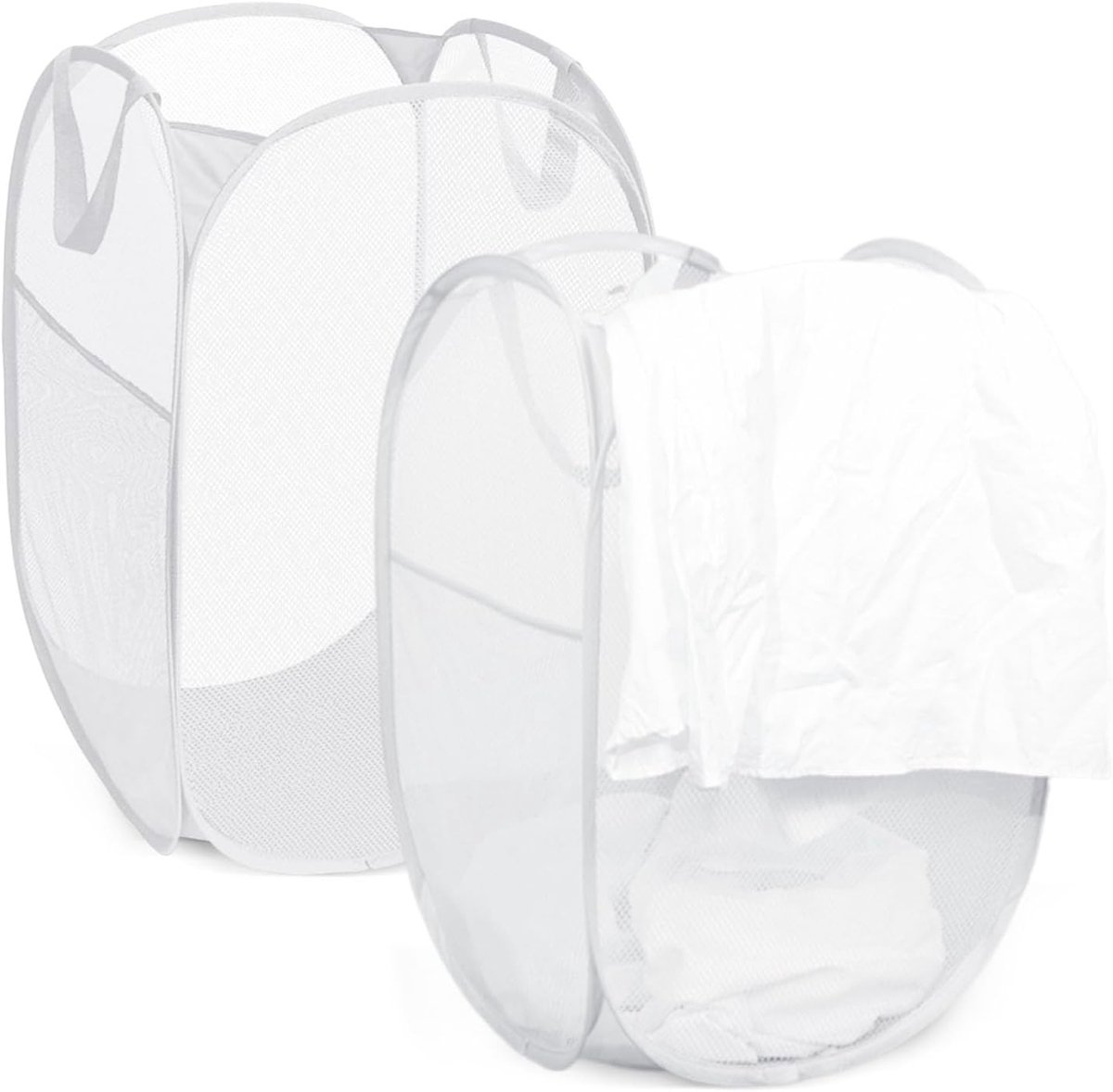 Vouwbare wasmanden set van 2, ademend mesh, 75 liter, ideaal voor kinderen, camping en reizen