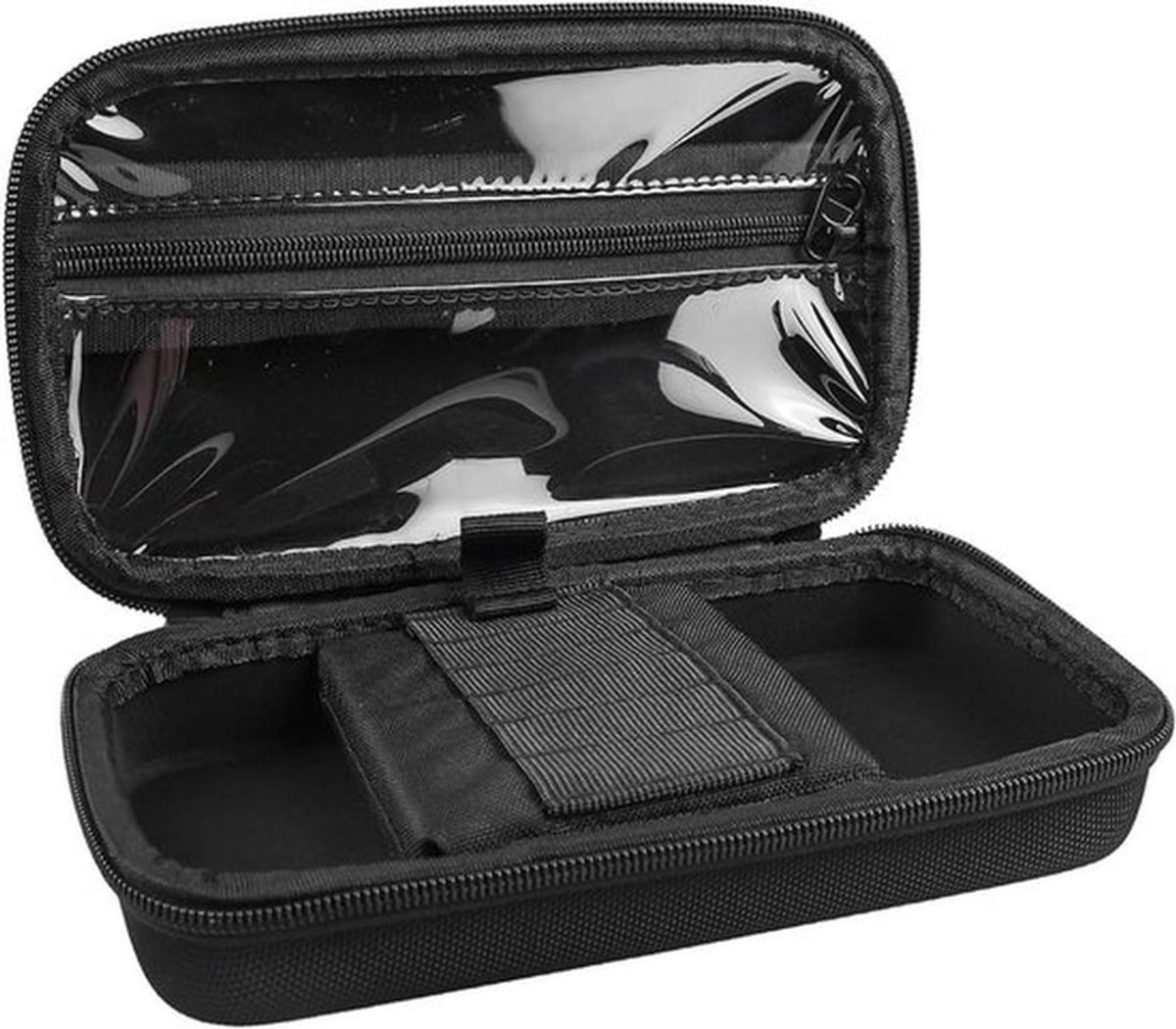 Darttas organizer voor 6 darts met 6 vakken, geschikt voor steeldarts en softdarts, inclusief opbergmogelijkheden voor flights, punten en accessoires in een robuuste zwarte koffer