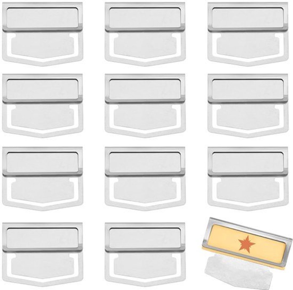 12pcs Roestvrij Staal Bladwijzer Clips - Mini Index Label Clips 28.5x35mm voor Notitieboeken