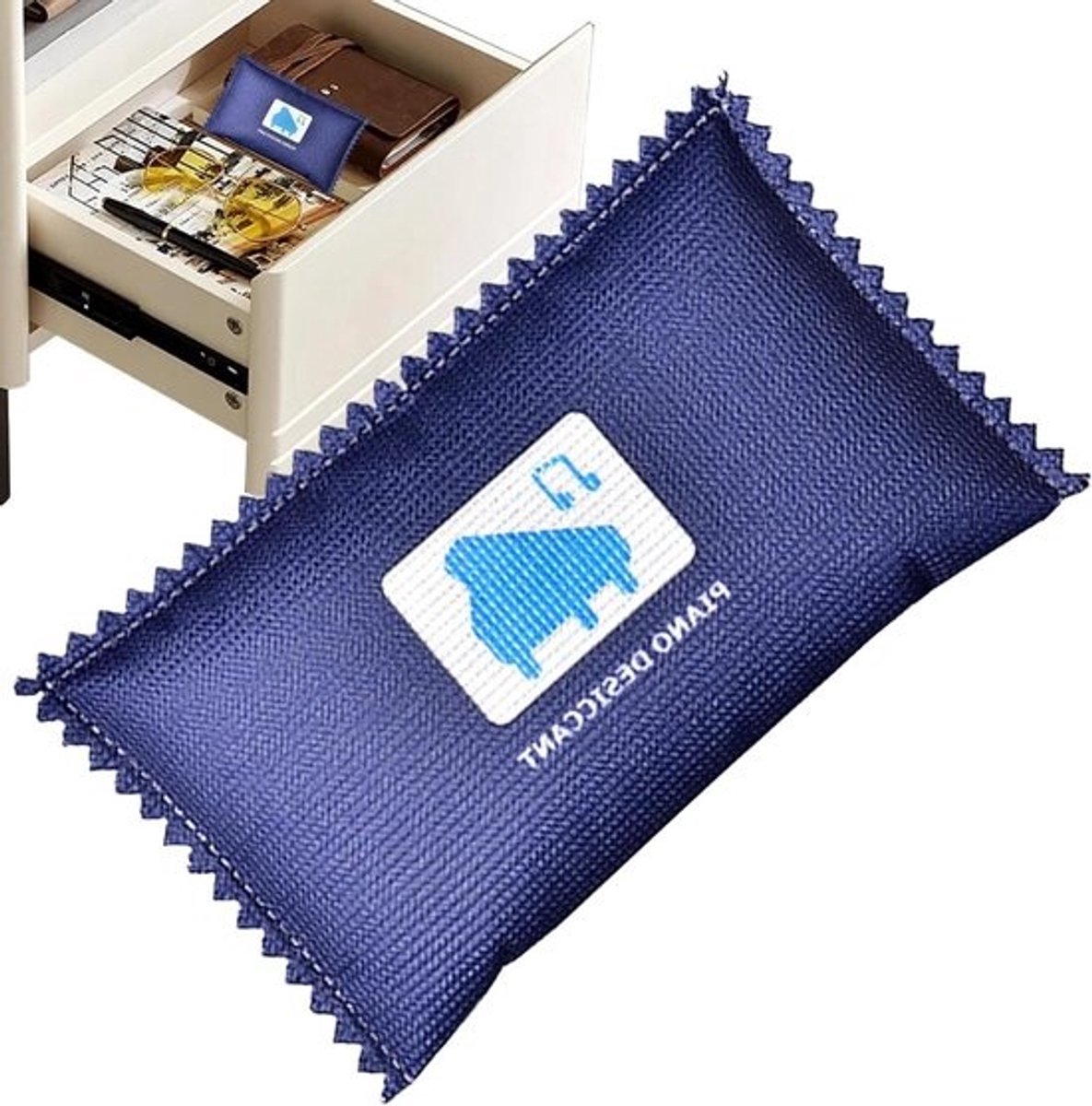 Vochtvreter Auto - Vocht Absorberend - Auto Interieur Droog - Kleur Indicator - 13 x 8 cm - Piano Patroon