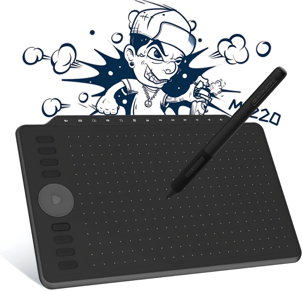 KIRA® Tekentablet - Groot Werkvlak - Grafisch Tekenpad voor Illustratie & Design - Zwart - 34cm x 21cm x 1cm
