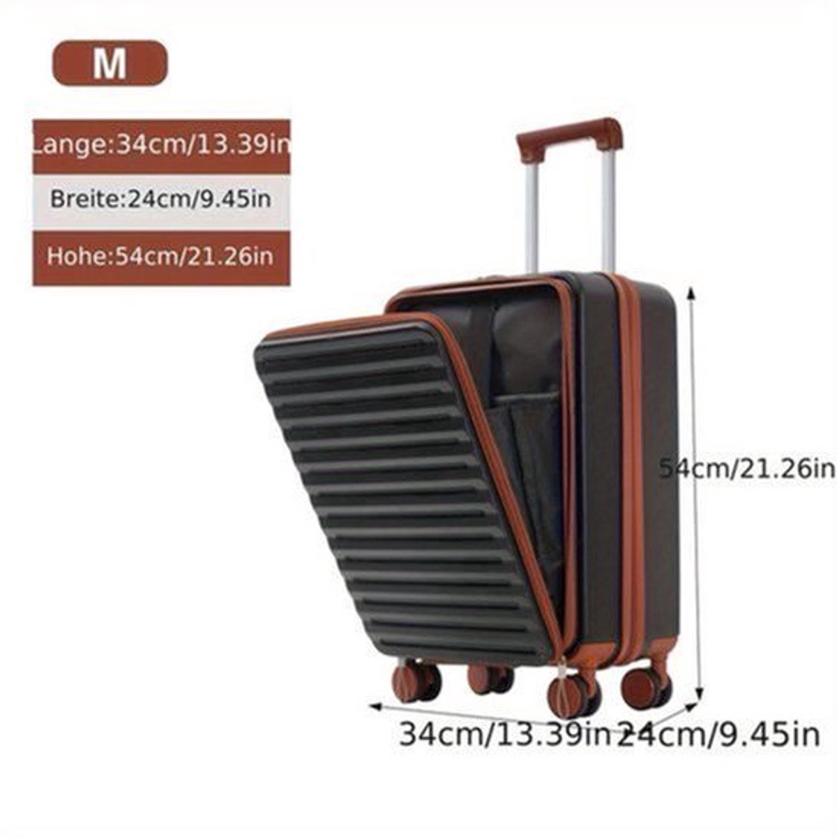 Kofferset – Reiskoffer Set – Trolley – Bagage – Ruimbagage – Innovatief Voorvak Met Rits – Opvouwbare Bekerhouder – Lichtgewicht ABS – 360° Wielen