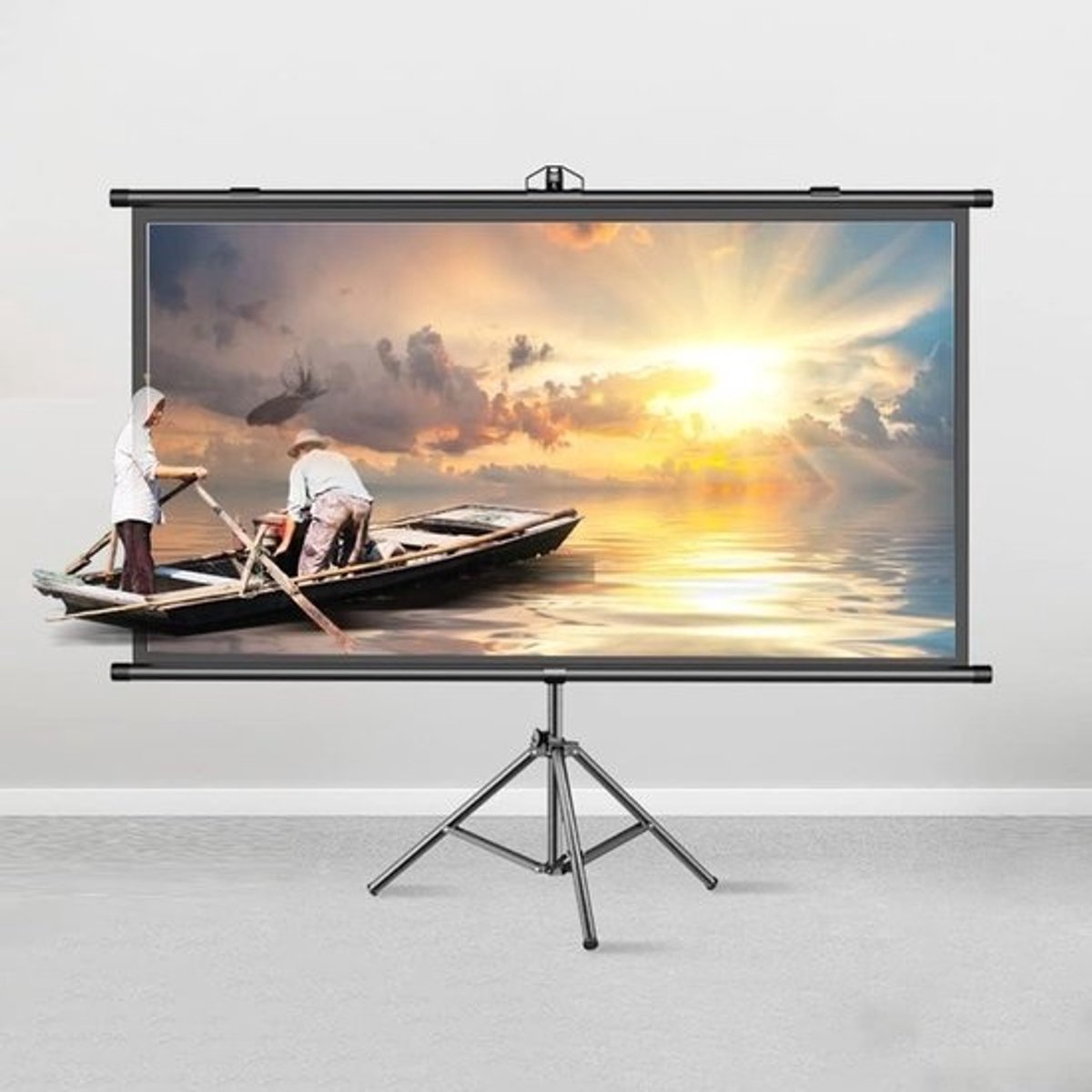 Projectiescherm Met Statief - Filmscherm Handmatig - Thuisbioscoop Presentatie - Kreukvrij Glasvezel - 60 Inch 4:3 - Wit