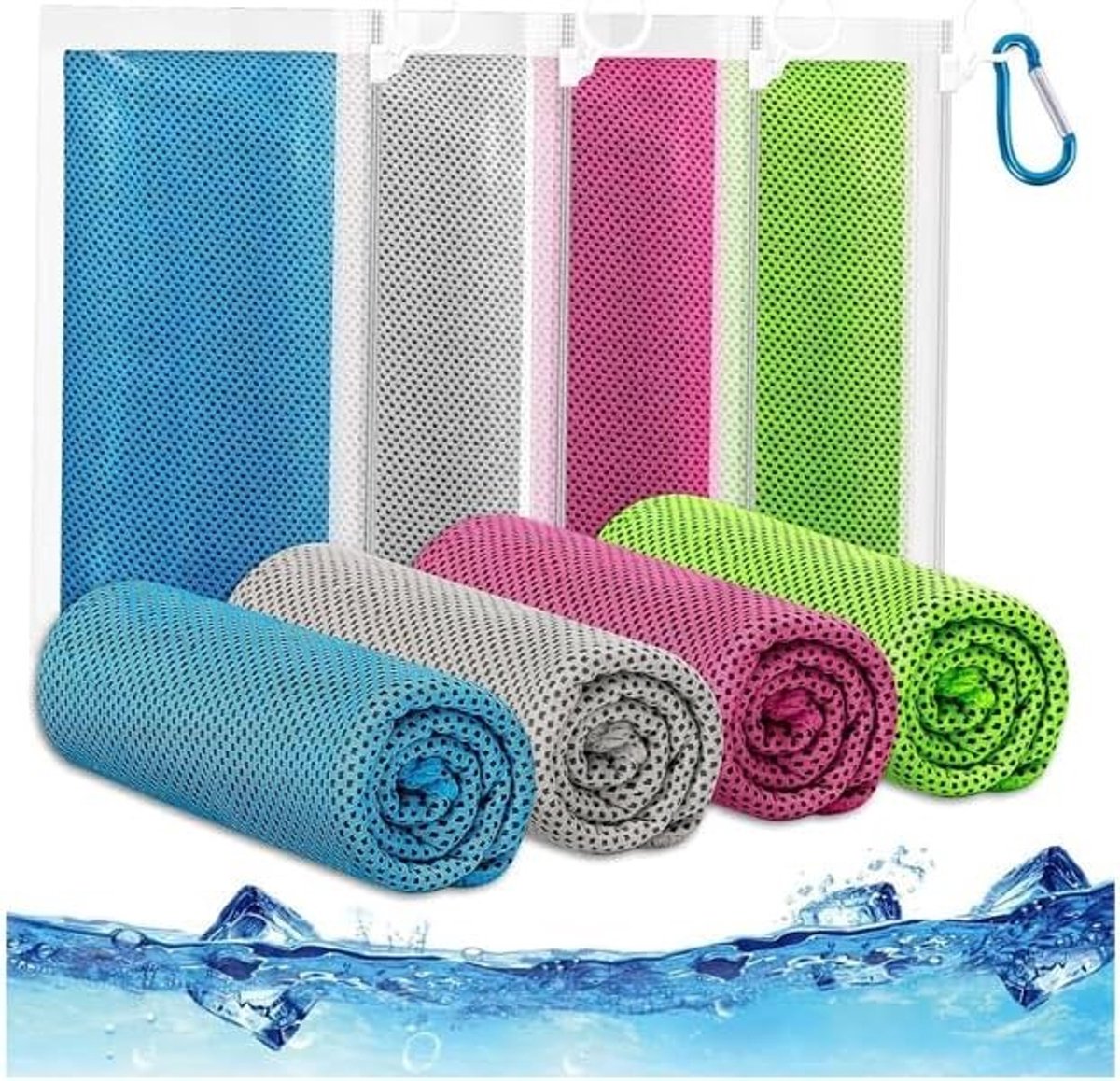 Set van 4 Koelende Doeken voor Nek en Gezicht, Ademend Zweetdoekje, Ideaal voor Sport en Fitness