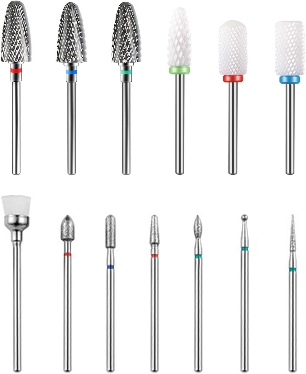 Professionele Set van 12 Keramische Nagelboor Bits, 3/32 Inch, Voor Manicure, Pedicure en Nagelverzorging