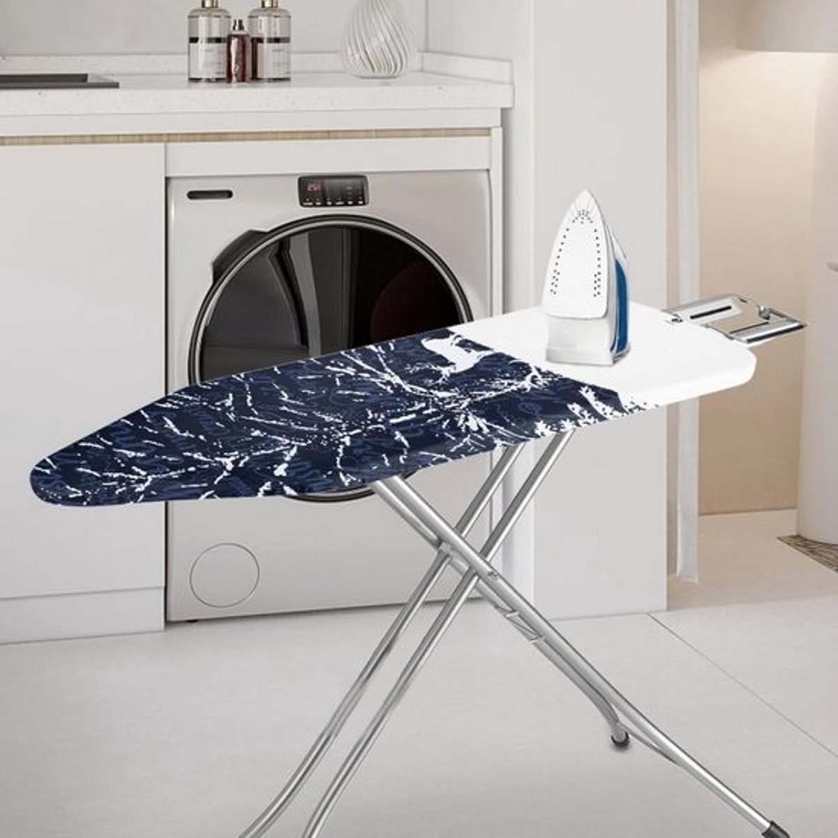 Strijkplankhoes - Strijkplankovertrek - Strijken - Hittebestendig - 140 x 45 cm - Blauw Patroon