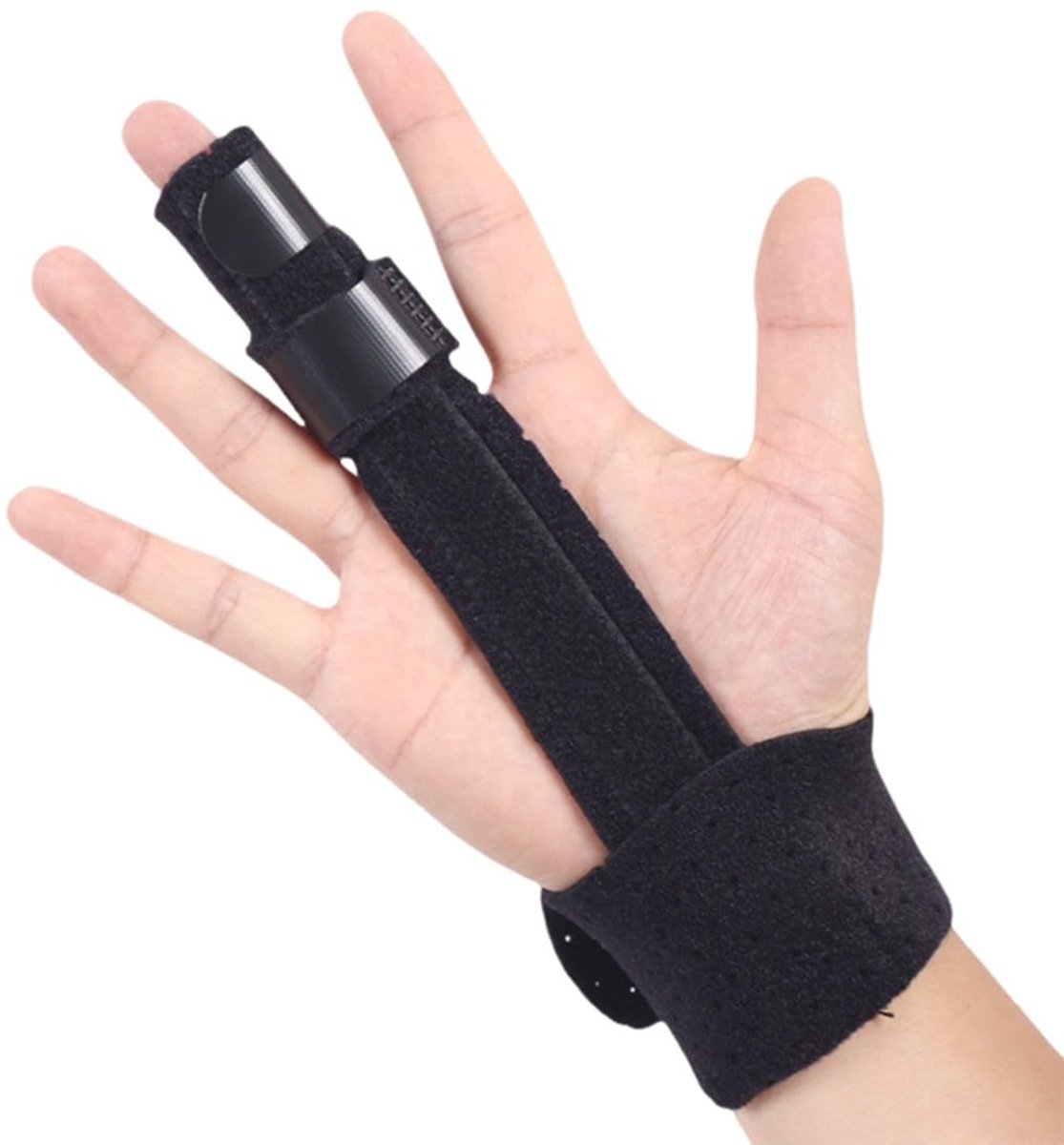 Vinger spalk met kliksluiting voor immobilisatie, behandeling van verstuikingen en rechtzetten van vingers, geschikt voor links en rechts