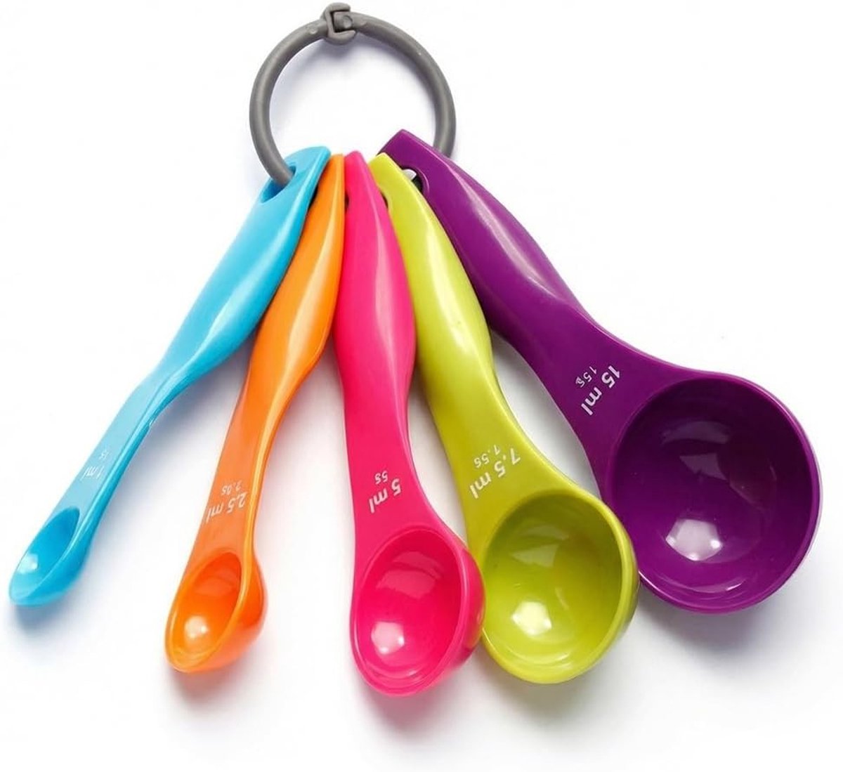 Set van 5 Maatlepels voor Keuken en Bakkerij, Perfect voor Vloeistoffen en Poeders, Keukenaccessoires voor Nauwkeurige Metingen