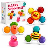 Femur® - Spinner - Fidget - Badspeelgoed - Baby Spinner - Baby - Speelgoed - 4 stuks - Badeend - Zuignap - Vrolijk - Happy - Sensorisch speelgoed - Speelgoed 1 jaar