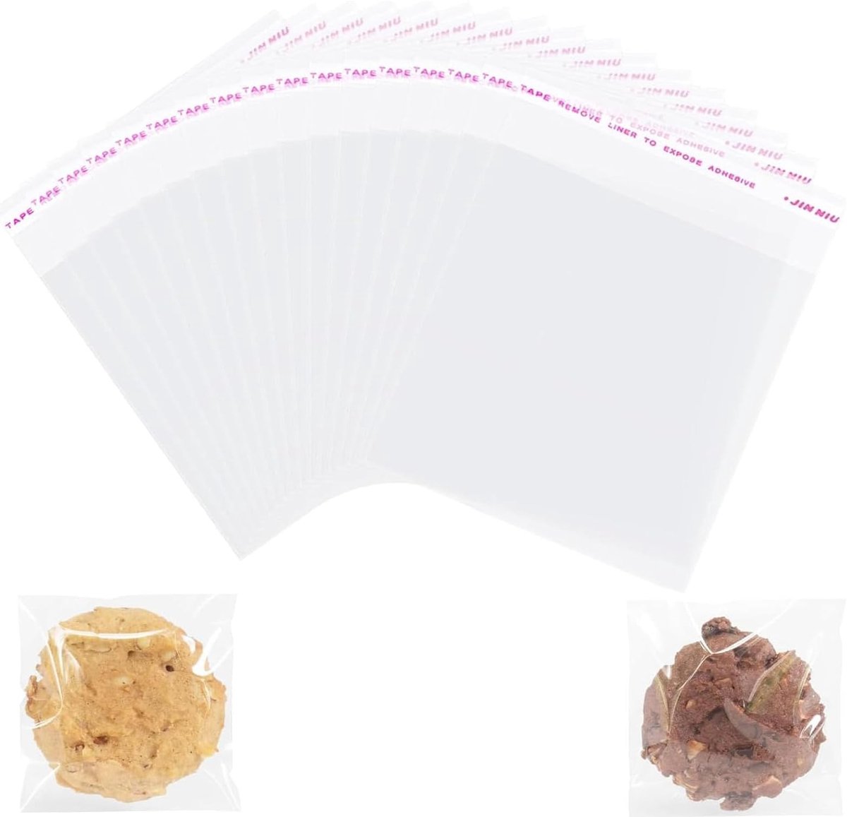 100 stuks cellofaanzakjes, hersluitbare transparante cellofaanzakjes, zelfklevende snoepzakjes voor koekjes, snoep, sieraden, geschenkverpakking, 8 x 12 cm