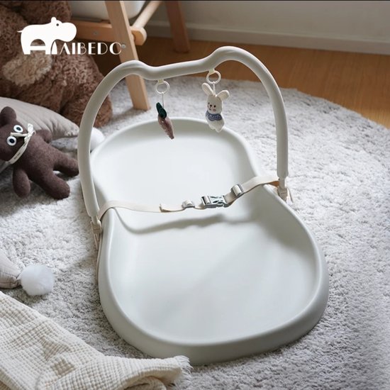Mogi Products - Ergonomisch Aankleedkussen met Speelboog - Waskussen met Veiligheidsgordel - Aankleedmat Baby - Grijs/Wit — afbeelding 5