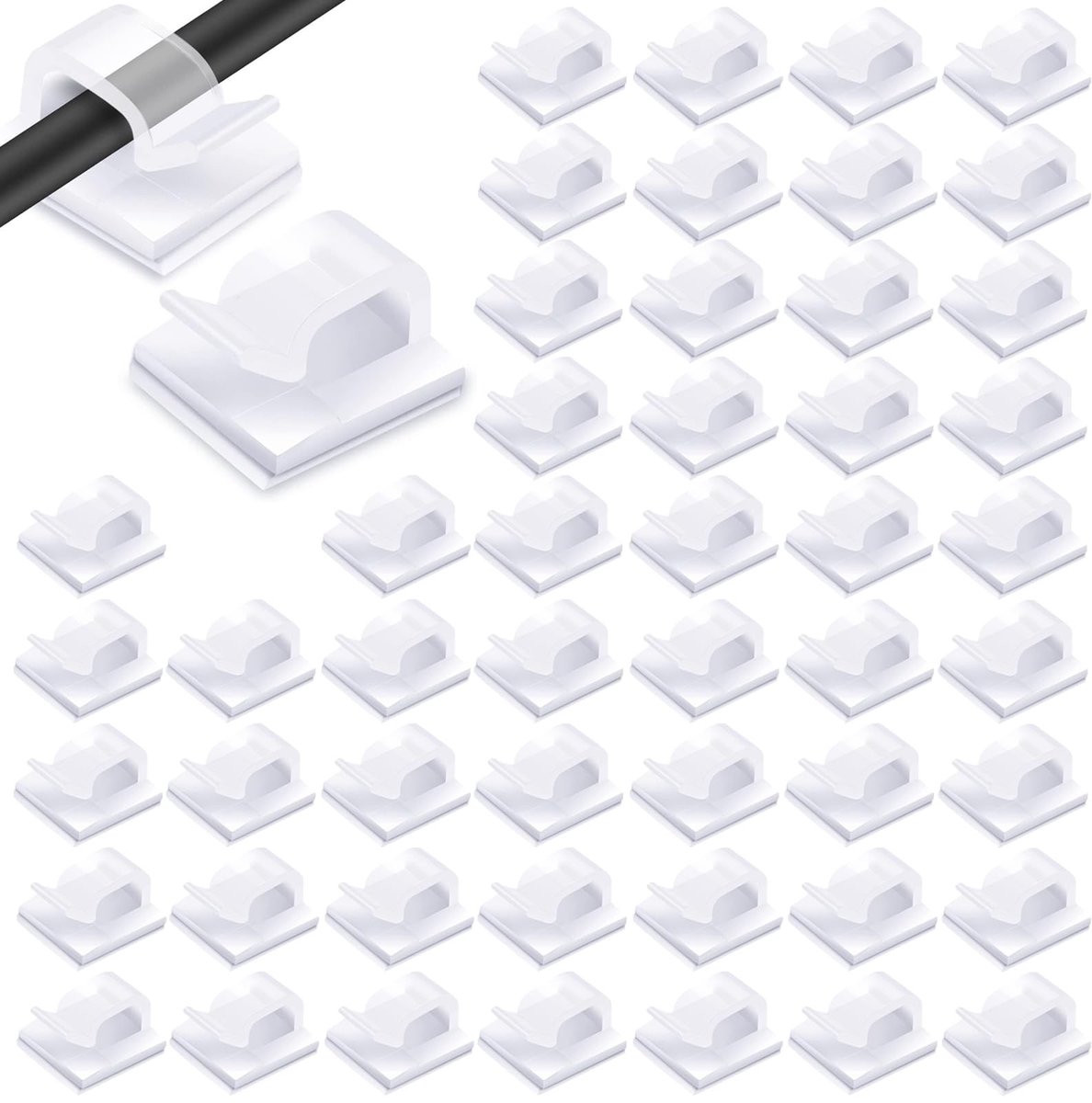 Dailygoods- Kabelhouders 60 Stuks - Zelfklevende Kabelhouders - Mini Kabelclips - Transparant - Kunststof - Geschikt voor Kabels 0,1-0,5 cm