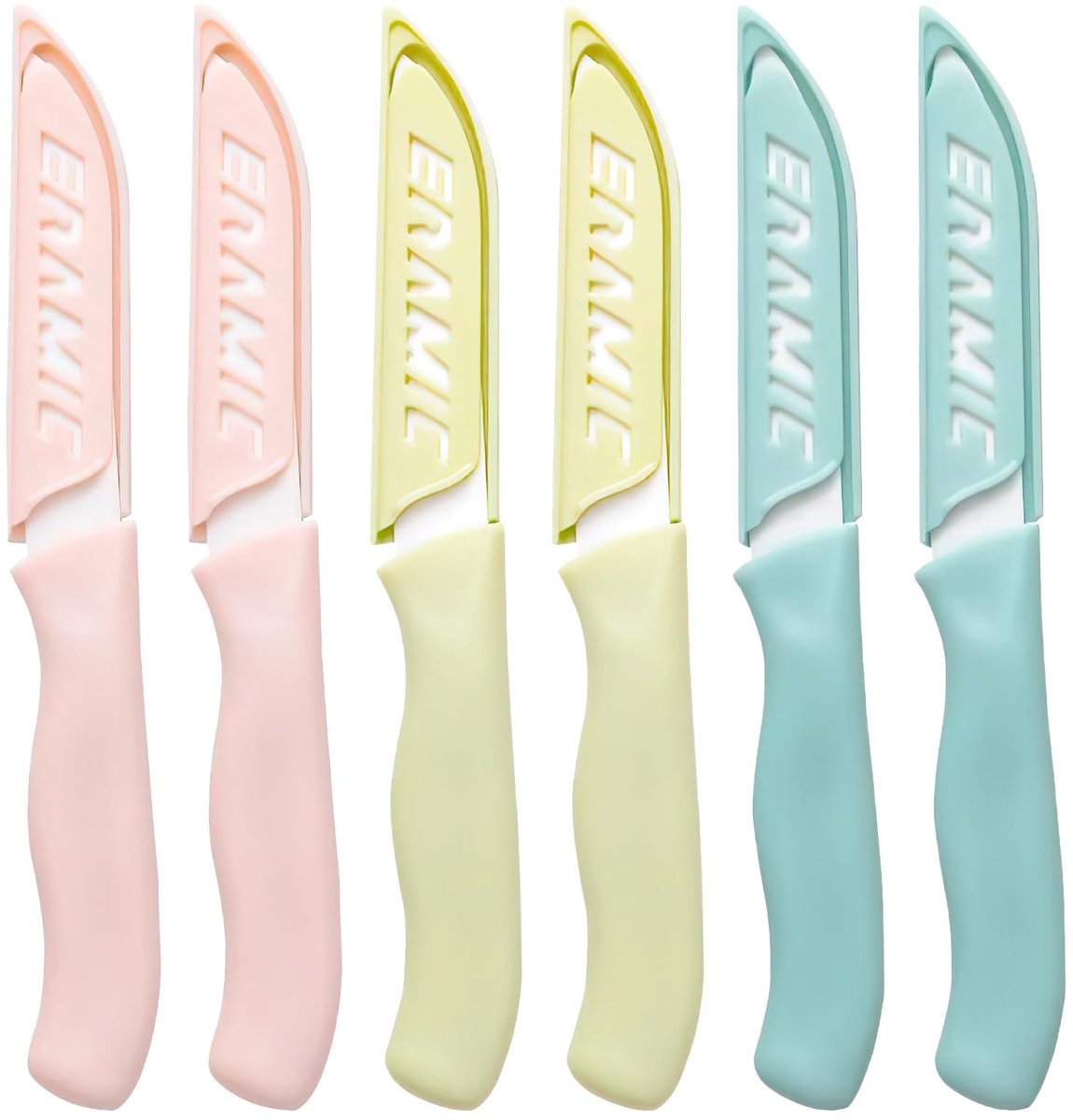 Dailygoods - 3-delige keukenmessenset van keramiek, schilmesset met 80 mm lemmetlengte, ergonomische handgreep, inclusief mesbescherming, voor groenten en fruit, duurzaam en scherp