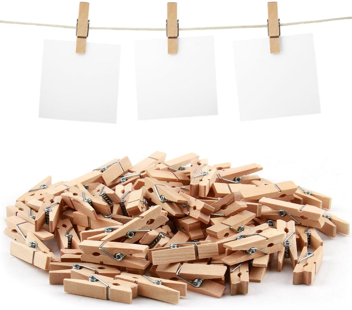 Dailygoods- Mini Wasknijpers 80 Stuks - Duurzaam Hout - Knutselwerk - Fotohouder - Decoraties - Milieuvriendelijk - Klemmen