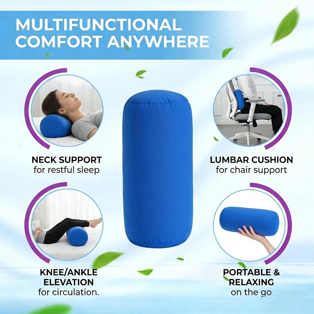 Mini Microbead Rugkussen Roll Sierkussen Reizen Thuis Slapen Comfortabel (Maat: 32cm x 16cm/ 12,6 x 6,3)