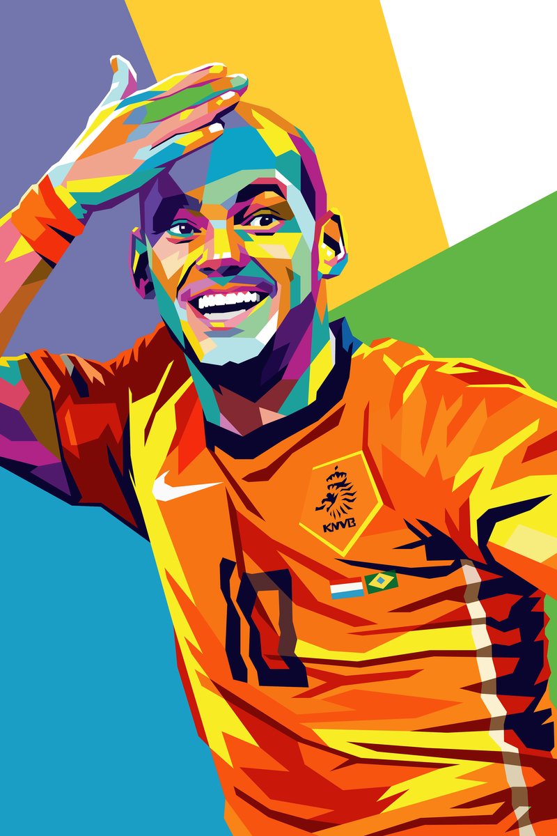 Voetbal Poster - Sneijder - Kopbal - Nederlands Elftal - Wesley Sneijder - Abstract Portret - WK 2010 - Wanddecoratie - posters - formaat 30x40cm - XS366