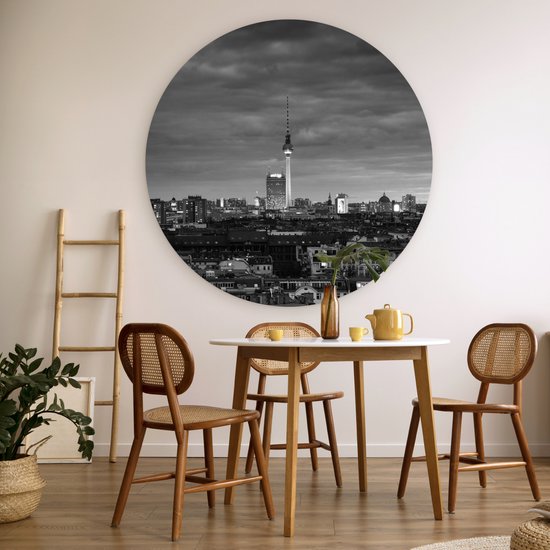 WallCircle® Wandcirkel 140x140 cm - Muurcirkel Stad - Berlijn - Urban - Muurdecoratie woonkamer - Wanddecoratie slaapkamer - Kamer decoratie accessoires - Ronde schilderijen