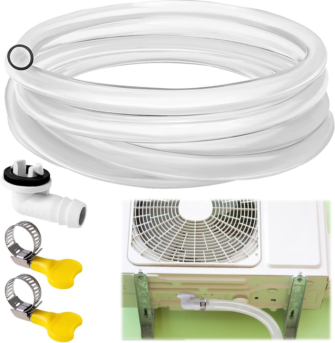 10 Voet Flexibele Condensslang - Afvoerslang voor Airconditioners - Airco Slang - Met Klem - Airconditioning Accessoires - Airconditioning Gereedschap - Voor Luchtontvochtigers, Airconditioners, Tuinkranen - Voor Raamairco's en Mini-Split-Units