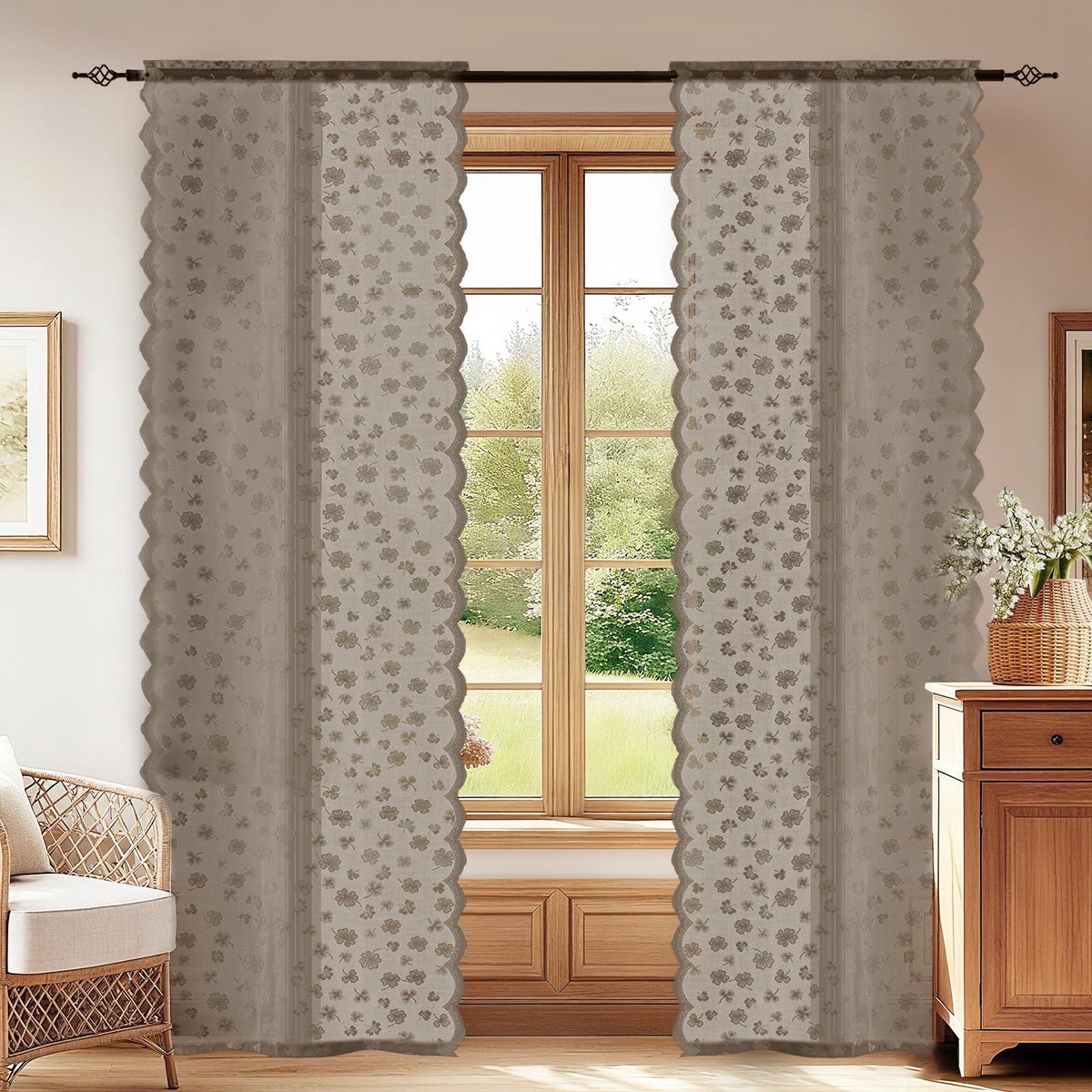 Voile-Gordijnen Semi-Transparante Set Van 2, 70x240cm, Binnengordijnen Met Plooiband, Gordijnen Luchtig Lichtdoorlatend, Raamgordijnen Voor De Slaapkamer Woonkamer, Kameel