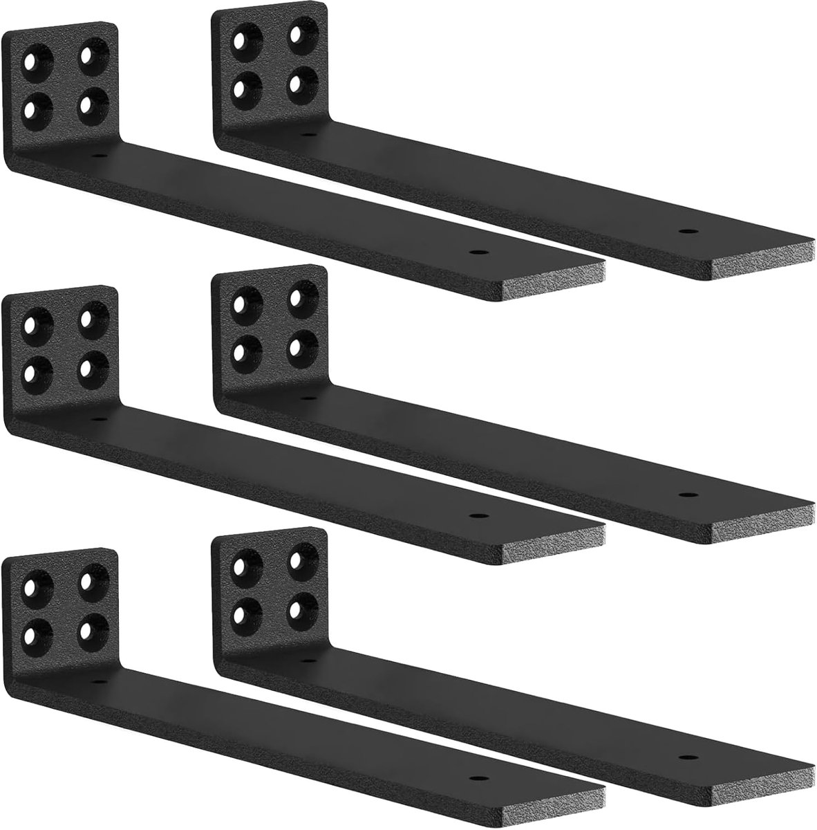 6 stuks Plankdrager Plank Beugel, Zwart Plank Houder van Roestvrij Staal Industriële Planksteun 30 cm