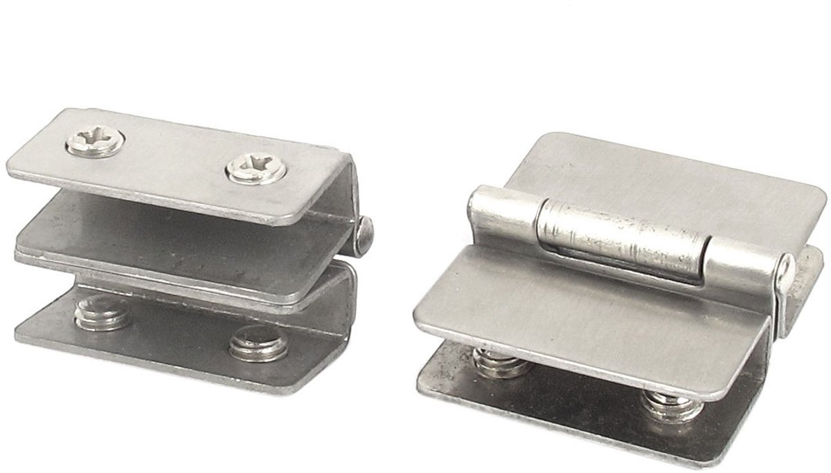 sourcingmap 6mm-8mm Dikte Dubbele Actie 180 Graden Glazen Deur Klem Scharnier 2Pcs
