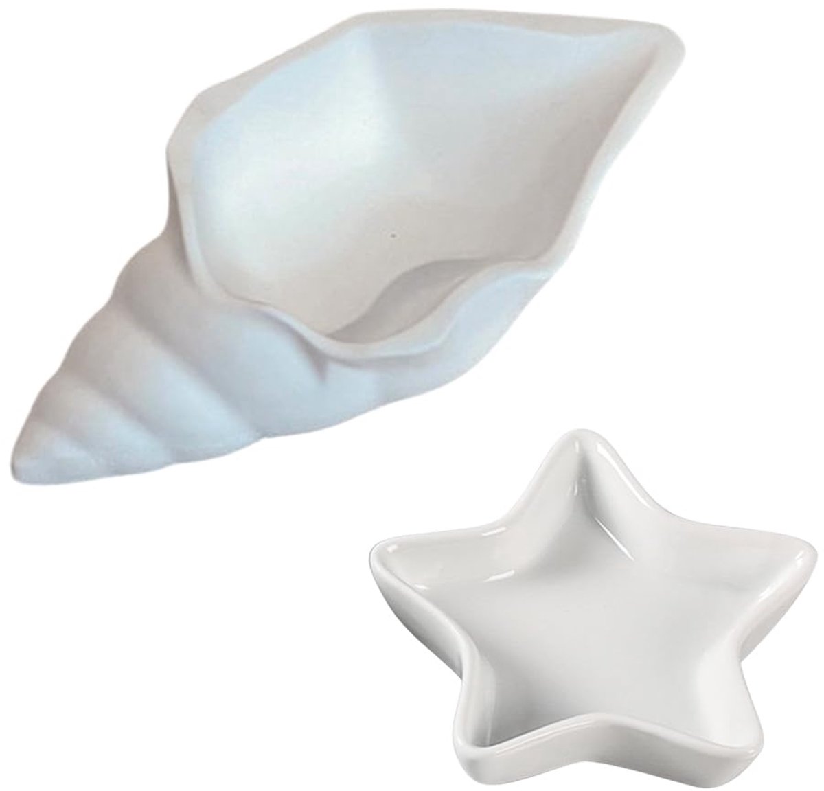 2 stuks 2 stijlen keramische schelp sieraden dienblad zeester sieradenschaal witte sieradenhouder oceaan thema's decoratieve plaat voor sieraden