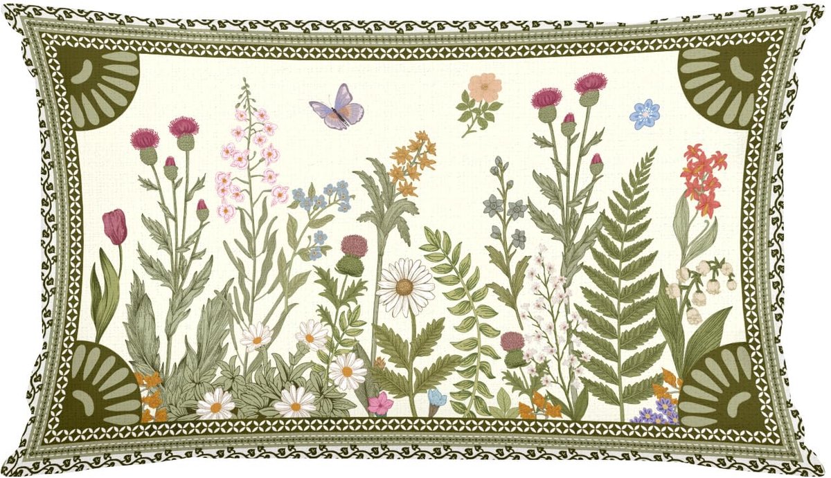 Kussenslopen, 30 x 50 cm, 1 stuk, bloemenpatroon, botanisch, vintage, kussenslopen, wilde bloemen, lente, zomer, decoratief kussen voor bank, woonkamer, stoel