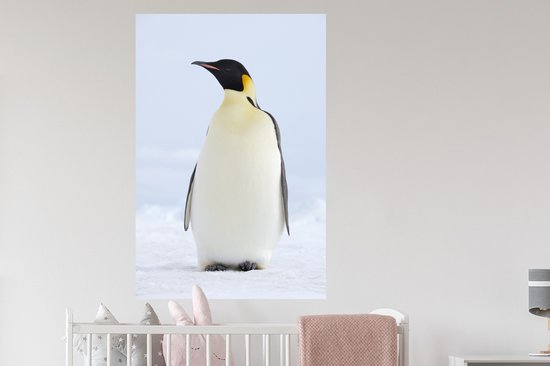 Sticker Muursticker Pingouins - Tirage photo Manchot empereur - 80x120 cm - Feuille adhésive autocollante - Sticker mural repositionnable