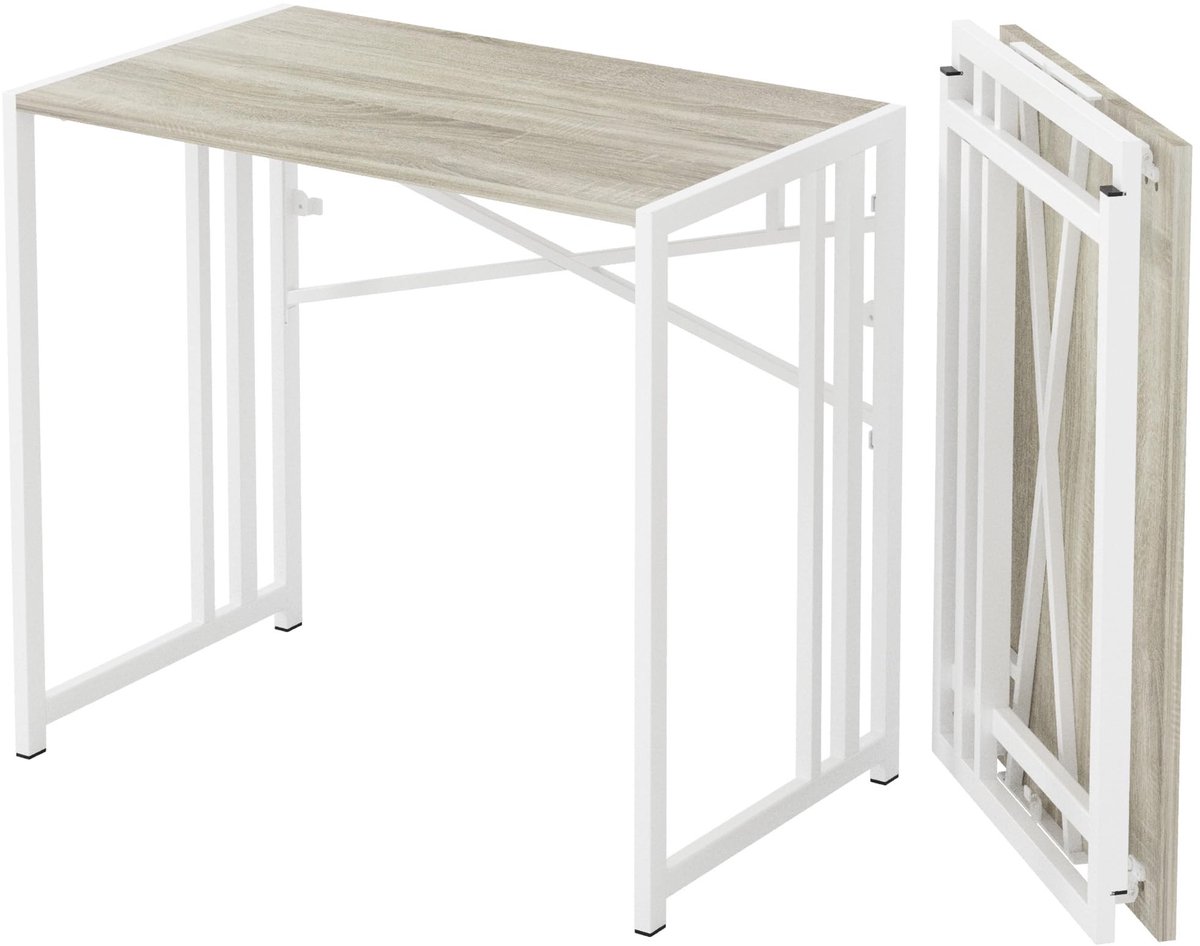 Dailygoods- Inklapbaar Bureau 90 cm - Opvouwbaar Bureau - Schrijftafel - Campingbureau - Gamingcomputer - Houten/Metaal Frame - Opklapbaar Bureau