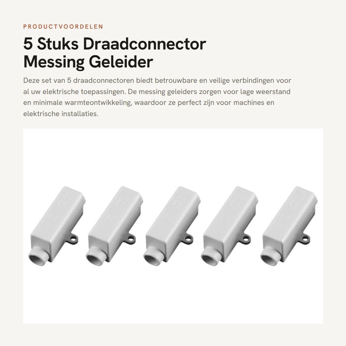 Dailygoods - 5 Stuks Draadconnector Messing Geleider met Dubbelschroefbevestiging