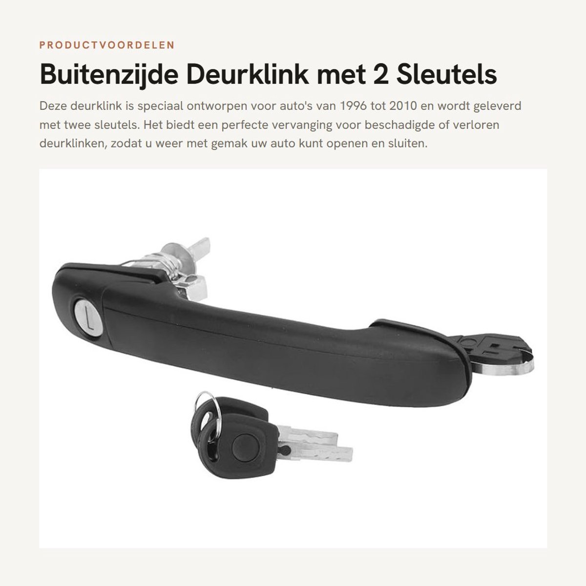 Dailygoods- Deurklink Links - Deurklink met Vergrendeling - Deurklink Zwart - Deurklink met Schild - Deurklink met Sleutels - Gemaakt van Robuust ABS-Materiaal - Deurklinkset