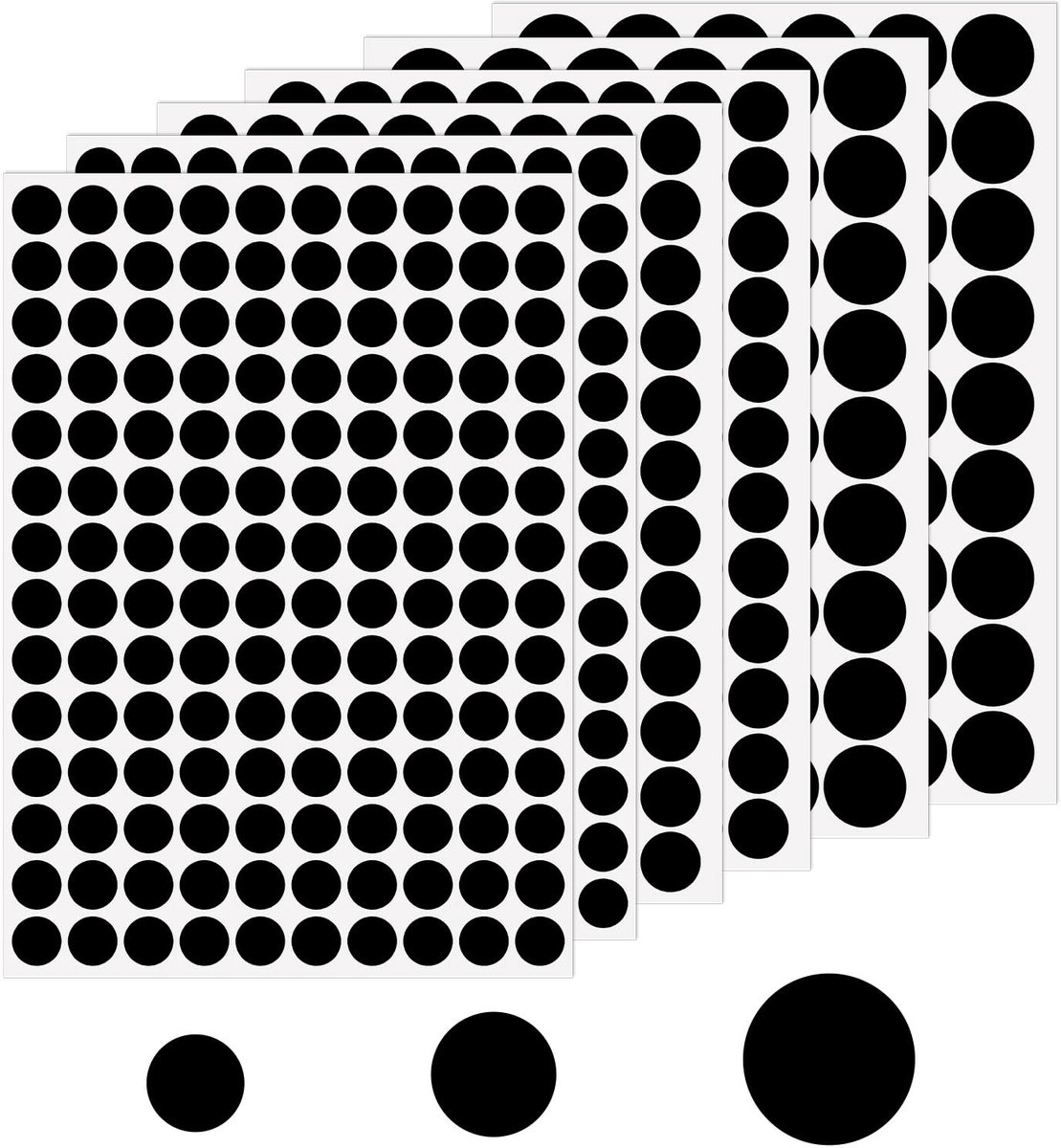Dailygoods- Schroefafdekkapjes 580 Stuks - Zwarte PVC-afdekkapjes - Stofdichte Stickers - Waterdichte Deksel - Meubelaccessoires - Diverse Maten - Schroefstickers