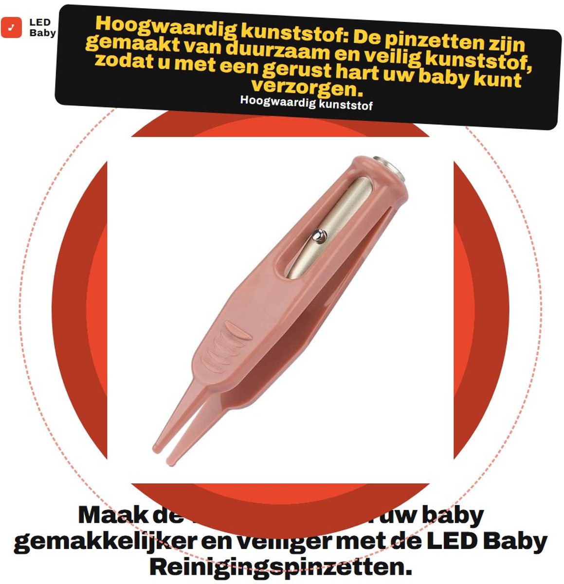 Dailygoods - LED Baby Reinigingspinzetten - Veilig en Handig voor Oor- en Neusverzorging - Ideaal voor Babyverzorging - Zacht en Effectief - Geschikt...