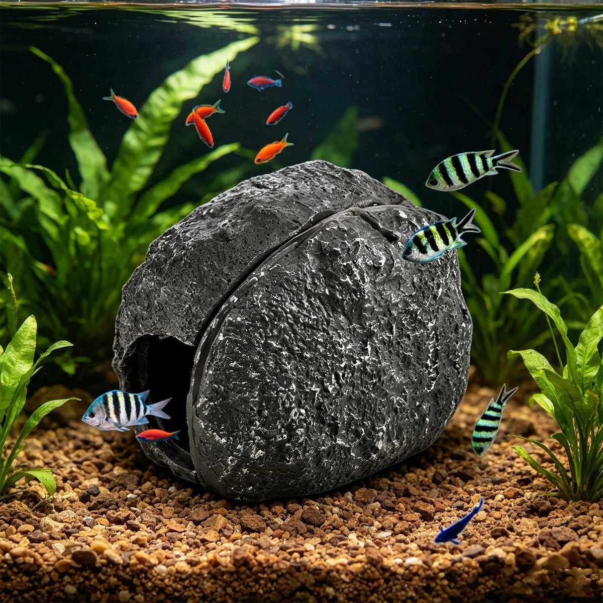 Dailygoods - Begonia Magnetische aquariumverborgen holte, afneembare aquariumdecoratie, hars, aquariumaccessoires voor vis, garnalen, krabben, reptielen
