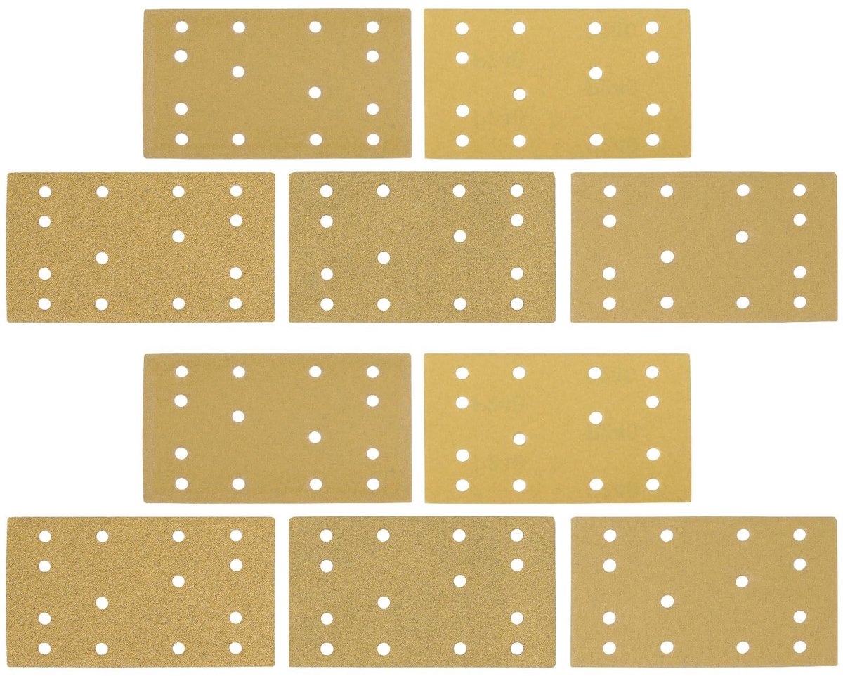 Dailygoods- Schuurschijven Set 50 Stuks - 133x80 mm - Aluminiumoxide - P60/P80/P120/P180/P240 - 14 Gaten - Geel - Schuurpapier