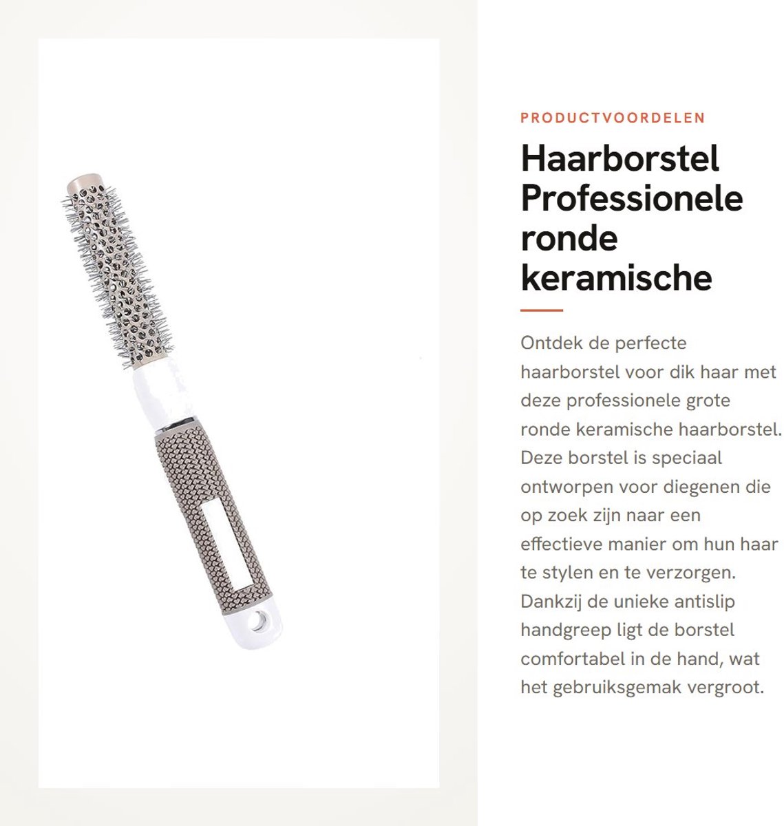 Dailygoods- Haarborstel Professioneel - Ronde Haarborstel - Antiklit - Thermo-bestendig - Flexibele Kamtanden - Antislip Handgreep - Ronde Kam