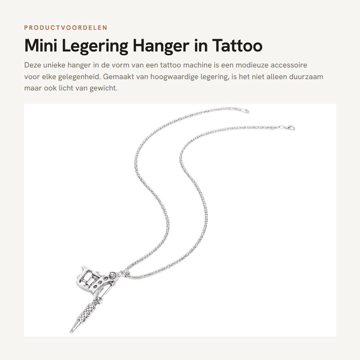 Dailygoods- Sieraden Hanger Unisex - Legering - Tattoo Machine Vorm - Lichtgewicht - Duurzaam - Gezond en Veilig Materiaal