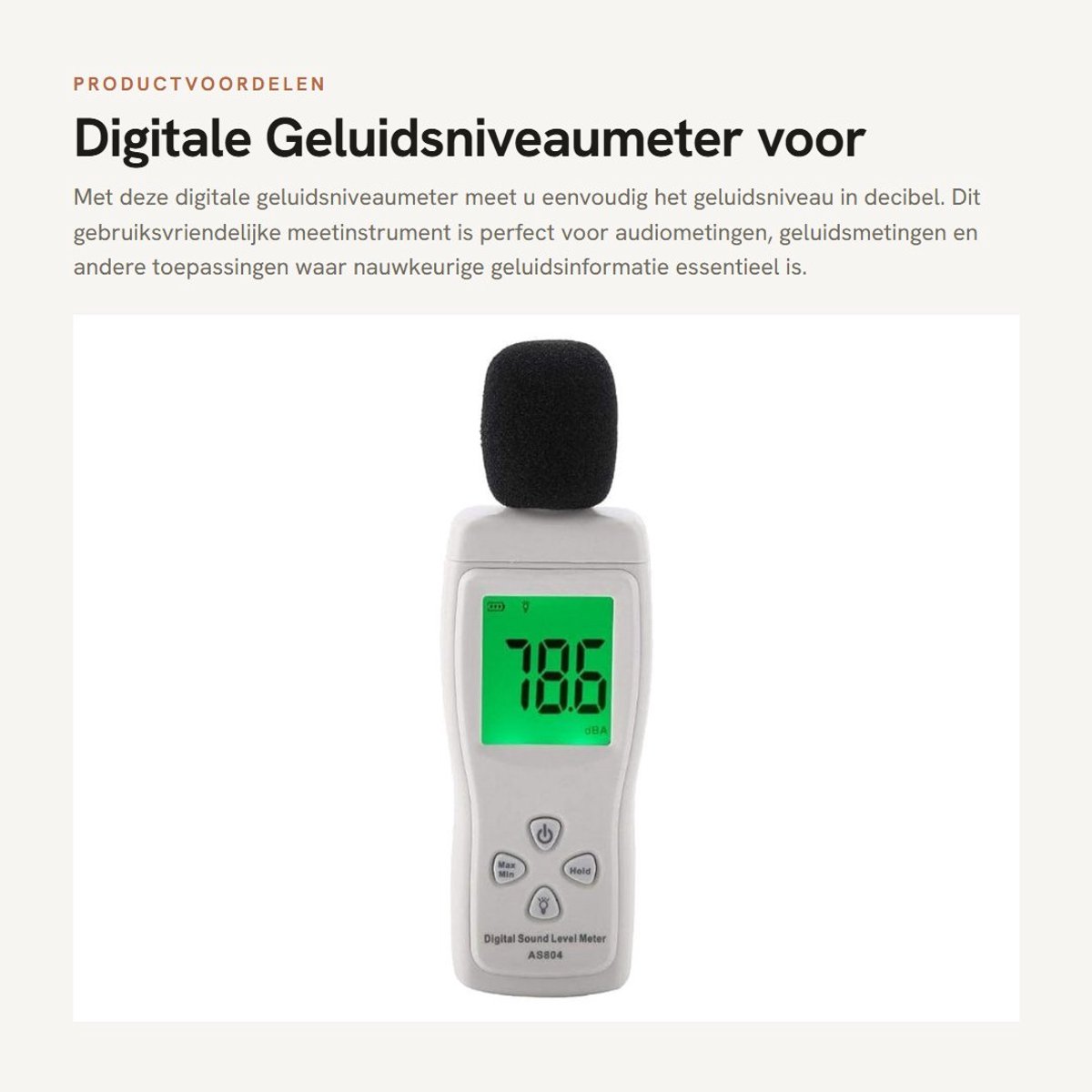 Dailygoods- Geluidsniveaumeter digitale - Draagbare Decibelmeter - Geluidstestmonitor - Audiodecibelmeter 30-130dBA - Geluidsvolume - Geluidsopname