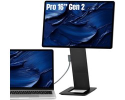 SOTSU® FlipAction Pro 16 inch Gen 2 - Portable Monitor 2.5K - 120 Hz - Draagbare Monitor voor Laptop - Tweede Scherm Laptop - USB-C 65W, Mini HDMI & DisplayPort - 100% DCI-P3 - Aluminium - Universe Black - Extra Scherm voor Laptop - Draagbaar Scherm