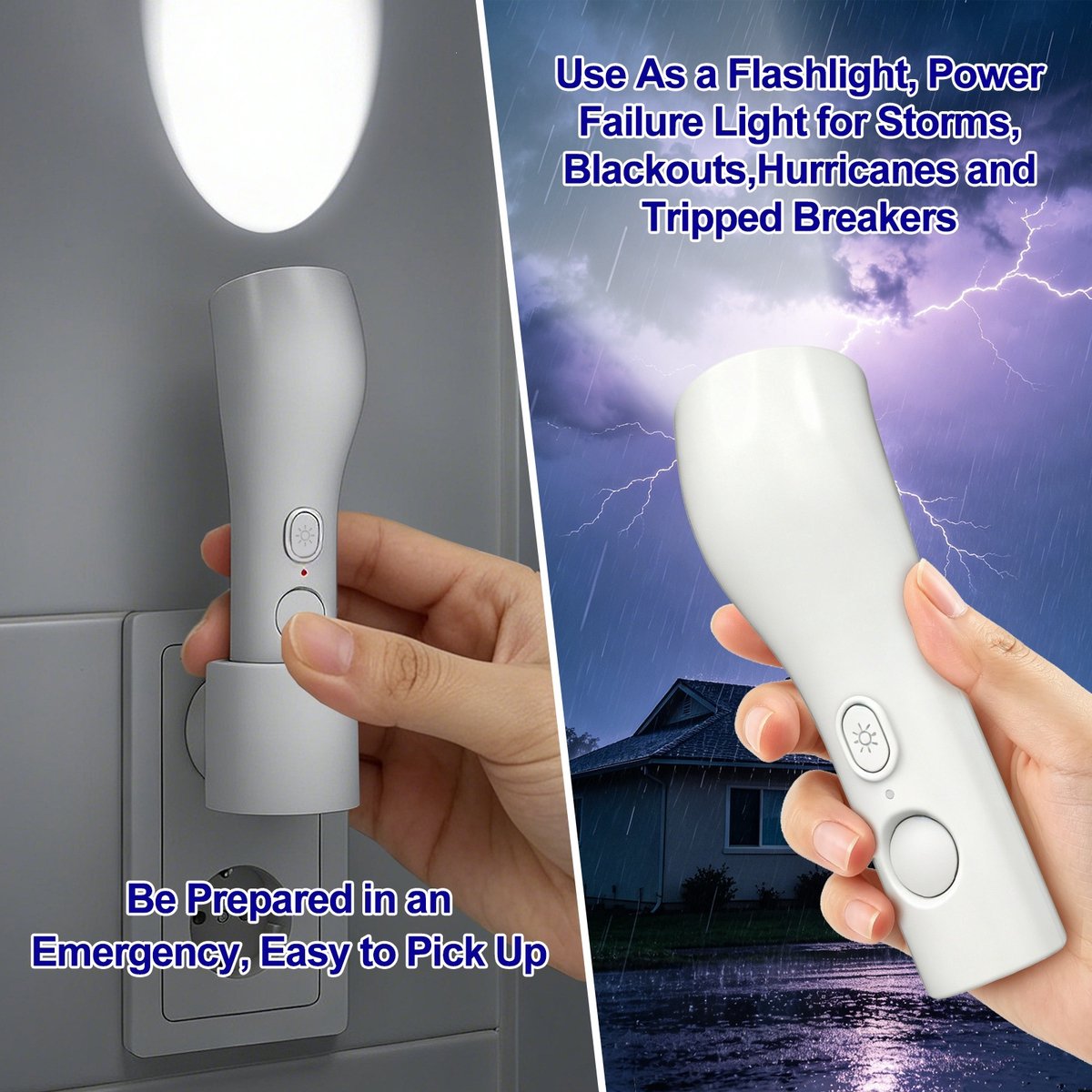 Ryoudavell - Nachtlampje Stopcontact met Bewegingssensor - Draagbare Zaklamp LED - 4-in-1 Noodverlichting bij Stroomuitval - Oplaadbare Zaklamp voor Noodgevallen - Slimme Wandlamp met Draadloos Oplaadstation - Sensor Lamp Slaapkamer - Wit — cadeau in Gadgets - foto 4