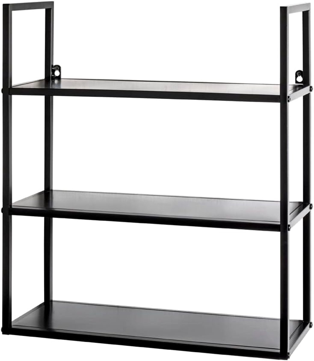 Wandplank zwart, metaal - Maat: B 50 cm x H 58 cm x D 20 cm, Stijl: Modern