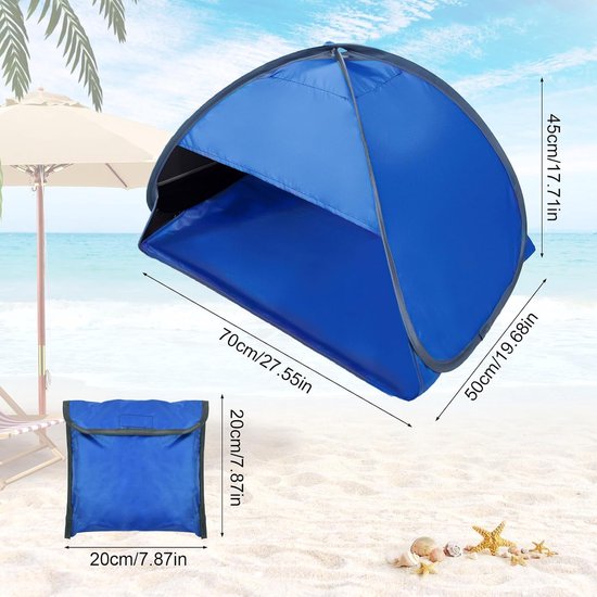 Mini-tentje - Mini Pop-up Strandtent voor Hoofd - Verstelbare Hoofdtent met Telefoonzak - Draagbare Zonnescherm Zonwerende Hoofdbescherming - Blauw van MINI — afbeelding 2