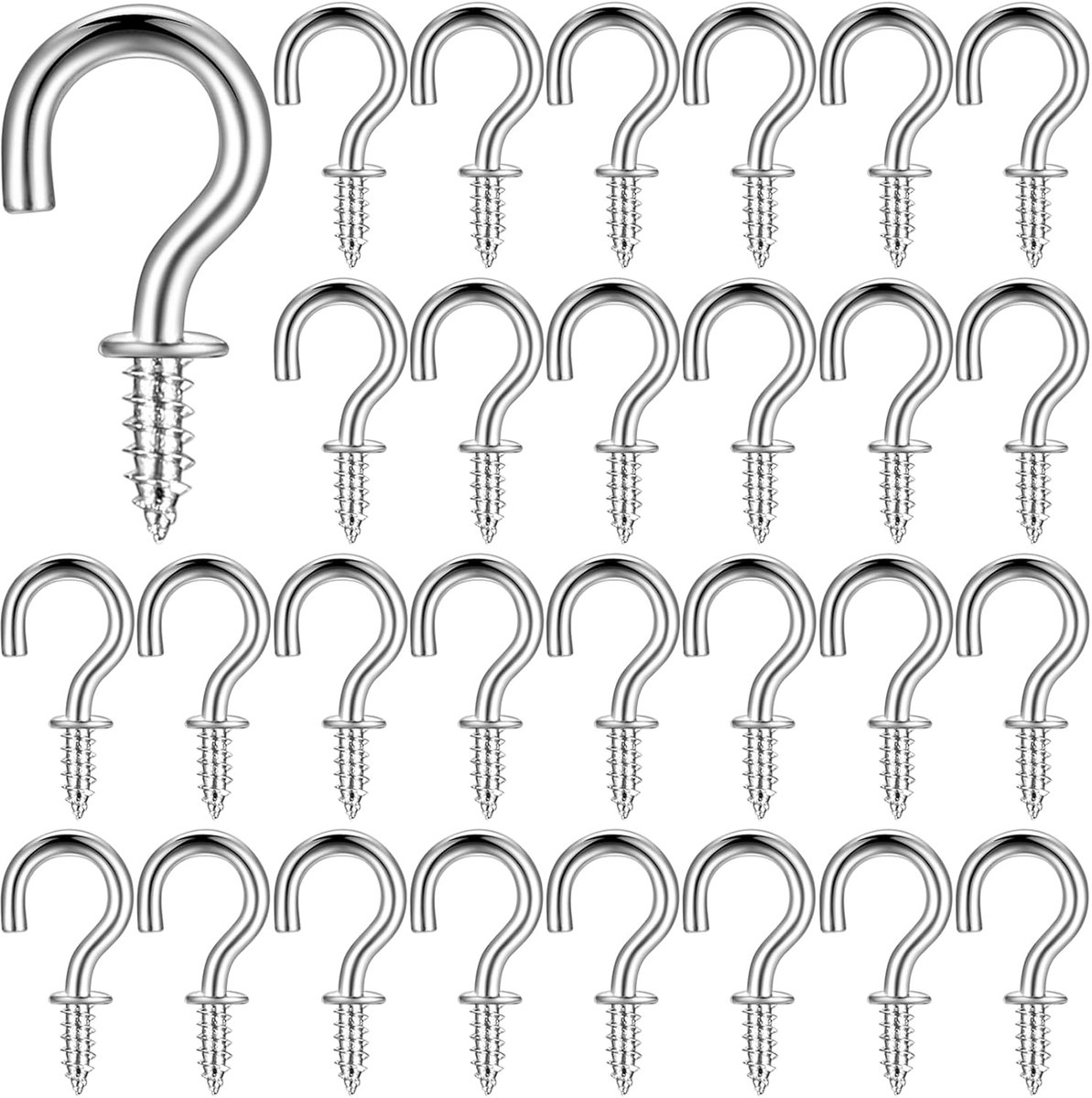 Haken om te schroeven, plafondhaken met schroefdraad, haakschroeven om op te hangen, mini-metalen wandhaken, schroef in haken voor hout, planten, decoraties