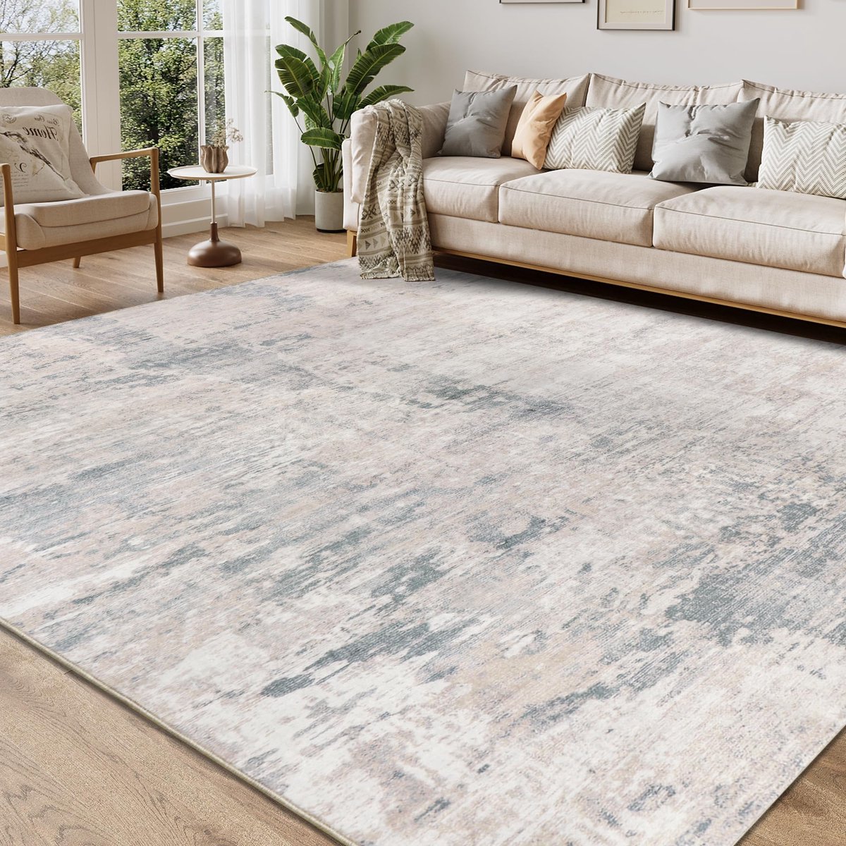 Tapijt Woonkamer Wasbaar 160x230cm Modern Grijs Tapijt voor Slaapkamer Tapijt Zacht Vloerkleed Laagpolig voor Woonkamer Kinderkamer Eetkamer Kantoor
