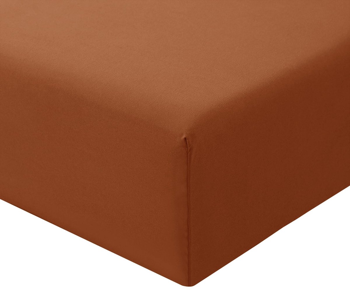 Hoeslaken, 160 x 200 cm, oranje, Oeko Tex hoeslaken, 160 x 200 cm, dekbedovertrek 160 x 200 cm, diepte 30 cm, bed